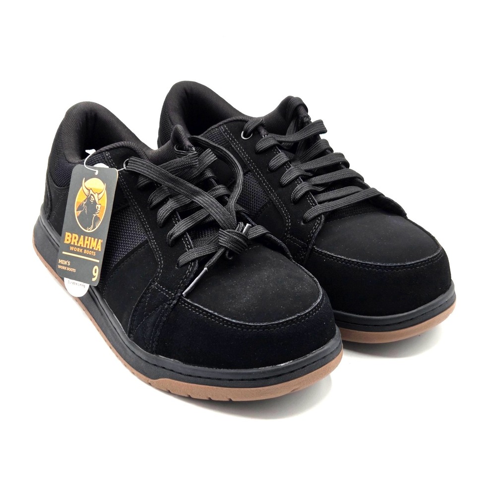 Brahma Men's 9 Black Steel Toe Work Shoes Low Top Boots Slip Oil Resistant